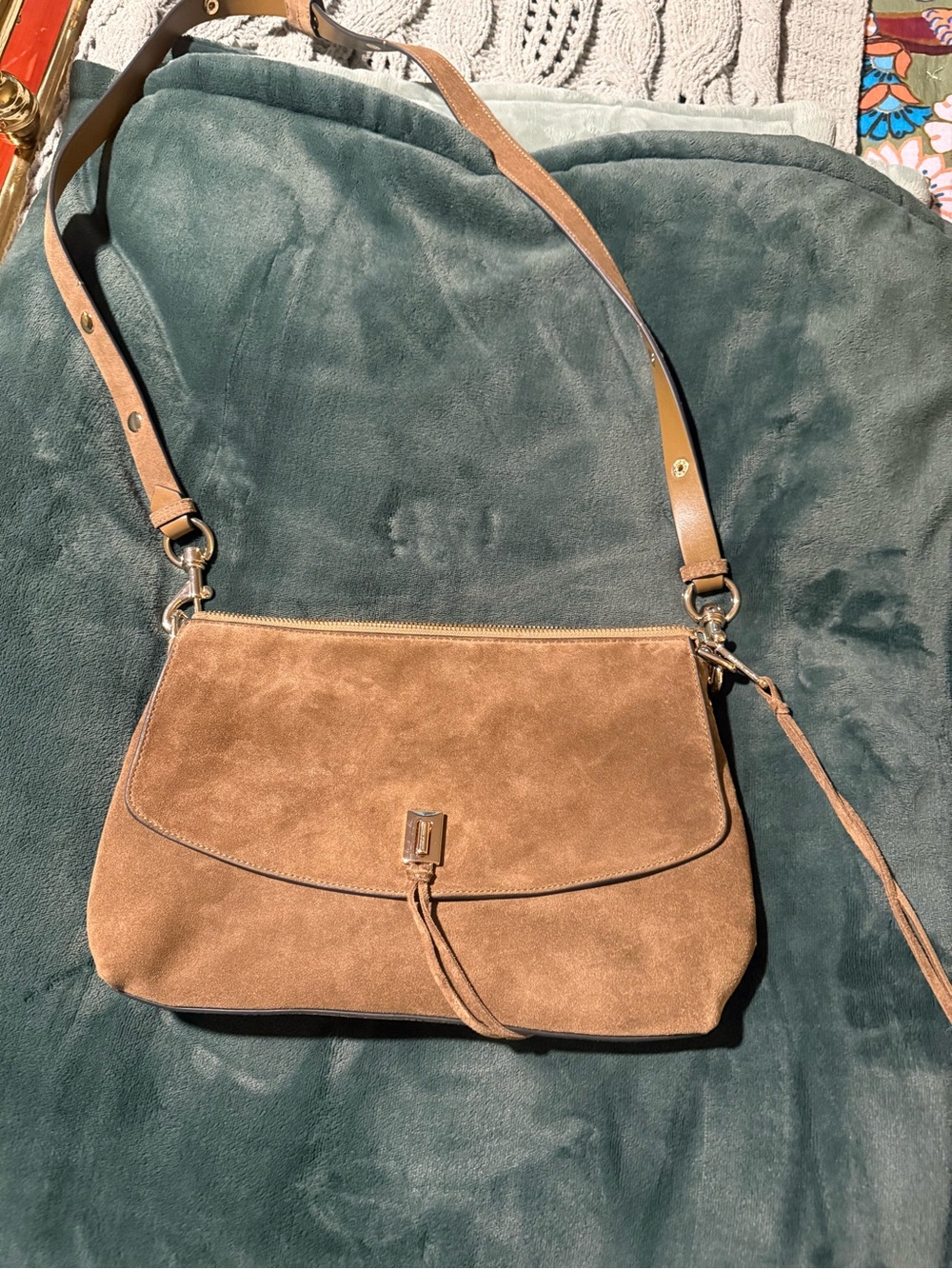 Classic Suede Crossbody Bag - Brown Rebecca minkoff